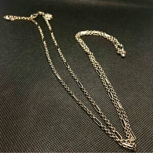 White House Black Market WHBM Long‎ Silver Tone Pave Link Necklace 32”